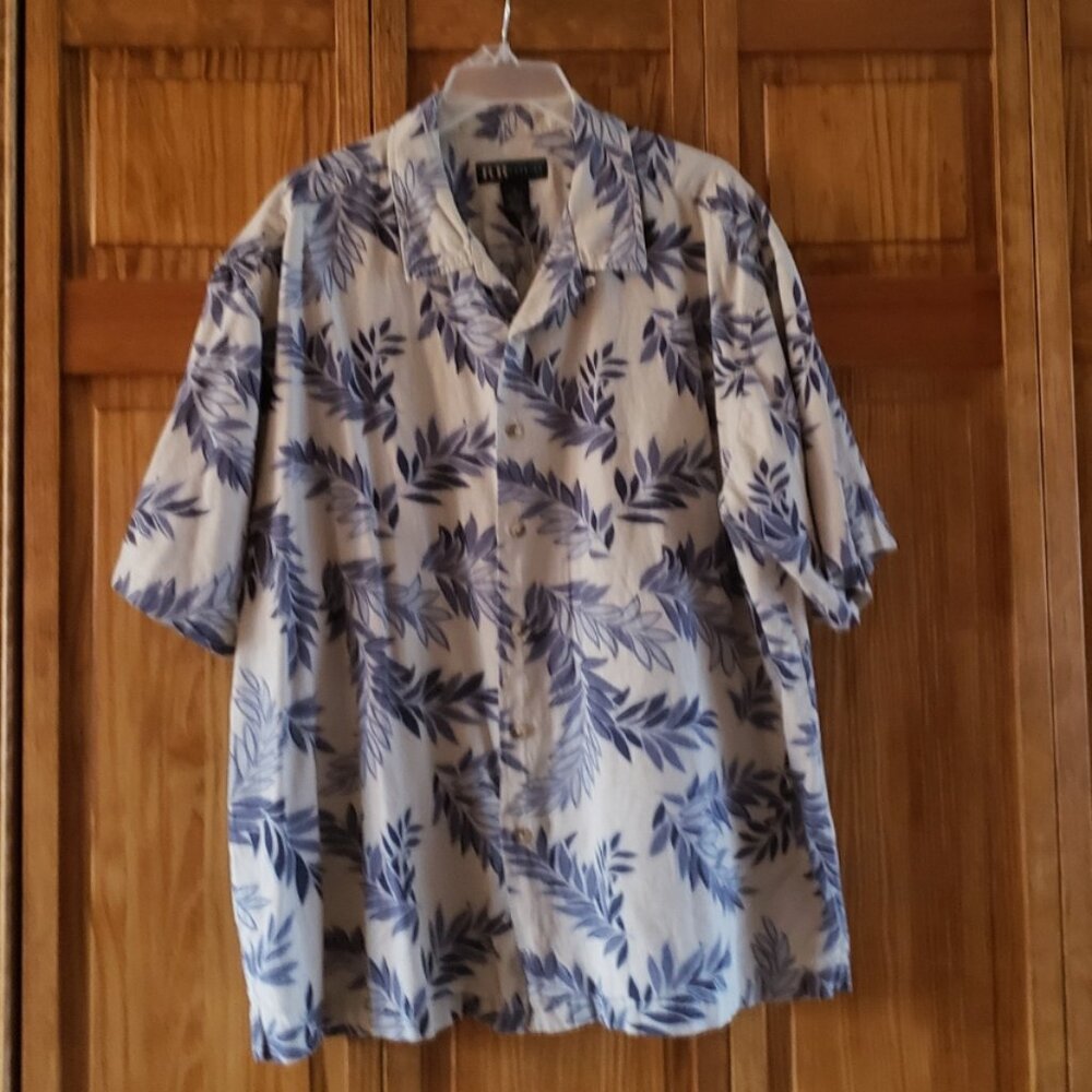 R&R CASUALS multi color print S/S button front shirt sz XL men